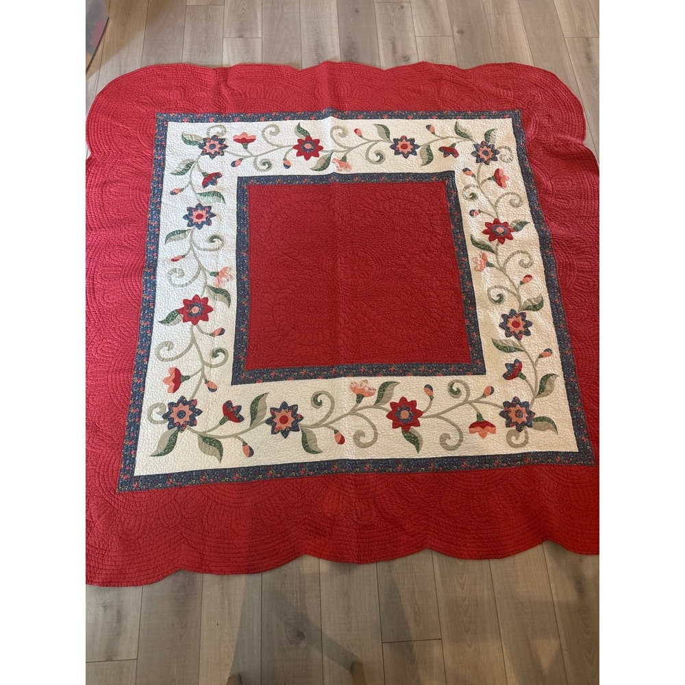 Large floral red reversible quilt 100% cotton